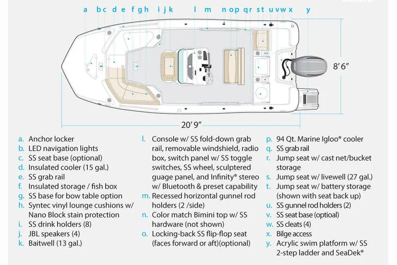 Slide: The Image of Manufacturer Provided Image: 2017 NauticStar 211 Angler boat layout with labeled features and specifications. - 10