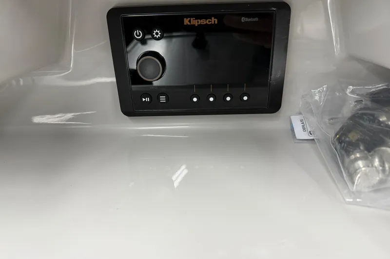 Slide: The Image of Klipsch Bluetooth control panel in 2022 Crest Continental 250 SLS boat. - 19