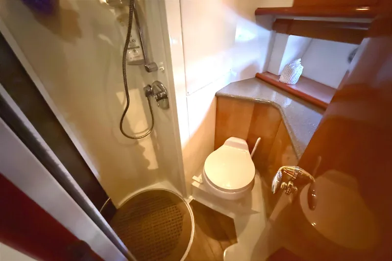 Slide: The Image of Bathroom interior of 2002 Sunseeker Camargue 44 yacht with shower and toilet. - 15