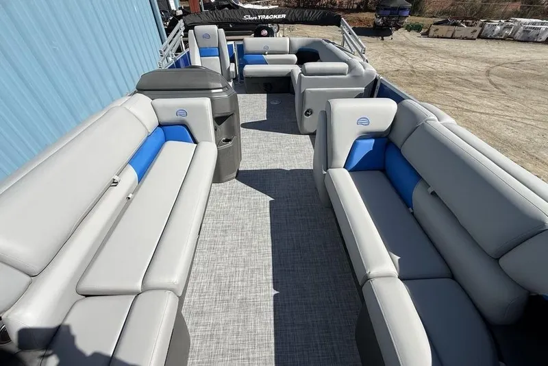 Slide: The Image of 2026 Sun Tracker Party Barge 20 DLX with spacious seating and modern design. - 29