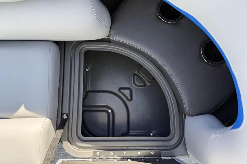 Slide: The Image of Storage compartment on 2026 Sun Tracker Party Barge 20 DLX pontoon boat. - 9