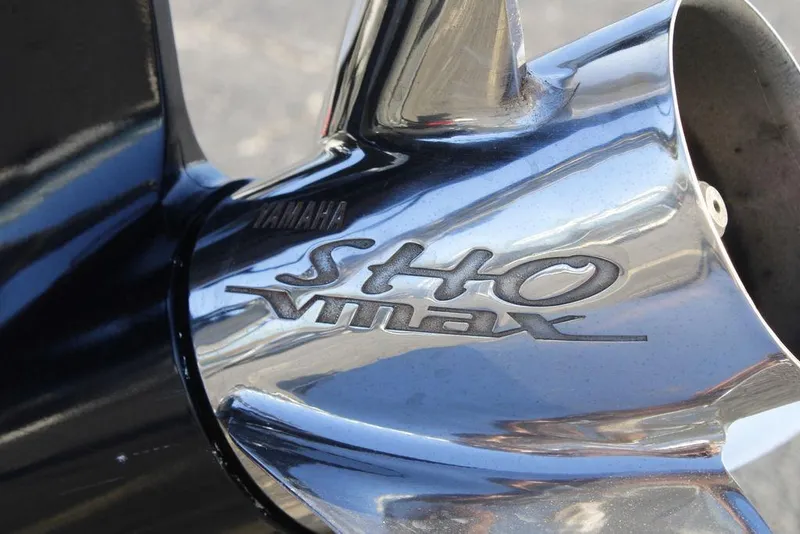 Slide: The Image of Close-up of Yamaha SHO VMAX propeller on 2023 Skeeter ZXR21 boat. - 9