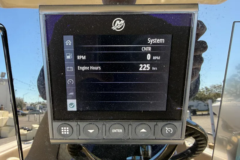 Slide: The Image of Display screen of 2023 Chris-Craft Catalina 24 showing engine hours and RPM. - 13