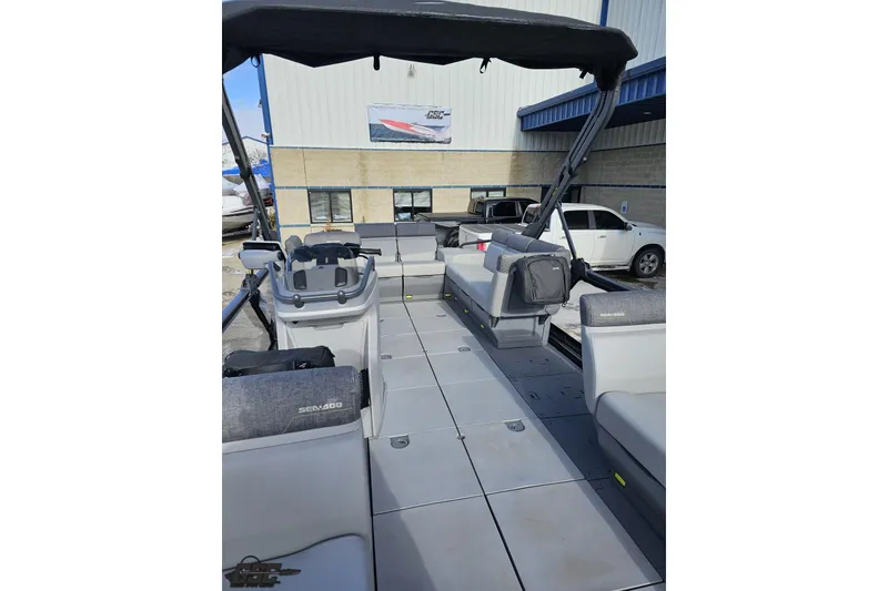 Slide: The Image of 2023 Sea-Doo Switch Cruise 21 interior with spacious seating and modern design. - 101