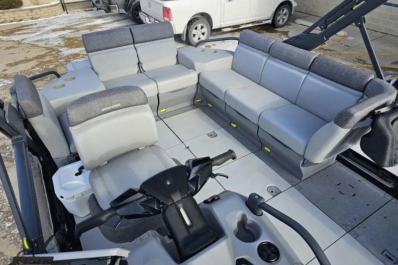 Slide: The Image of 2023 Sea-Doo Switch Cruise 21 interior with spacious seating and modern design. - 106