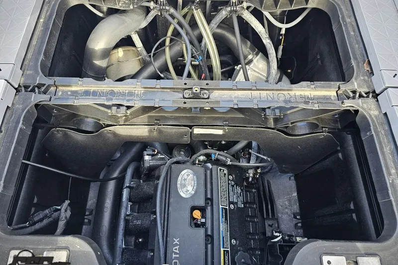 Slide: The Image of 2023 Sea-Doo Switch Cruise 21 engine compartment, showcasing intricate mechanical components. - 109