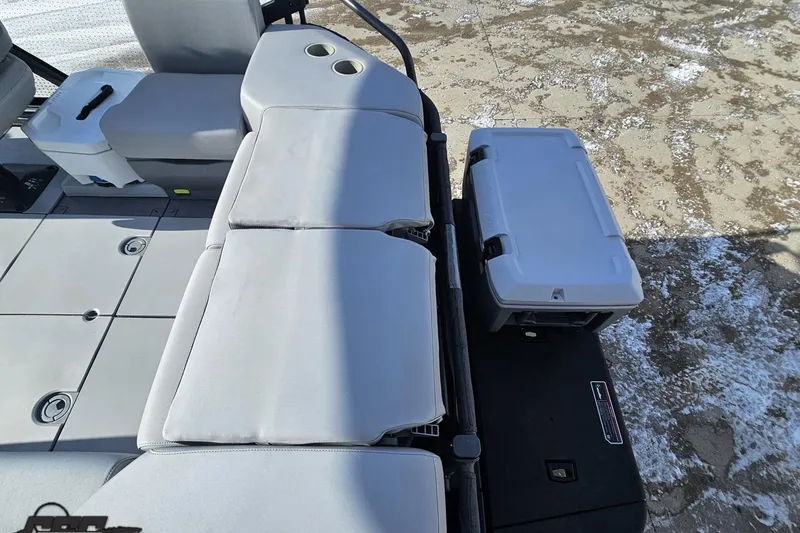 Slide: The Image of 2023 Sea-Doo Switch Cruise 21 interior with seating and storage compartments. - 42