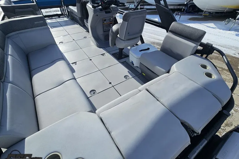 Slide: The Image of 2023 Sea-Doo Switch Cruise 21 interior with spacious seating and modern design. - 49