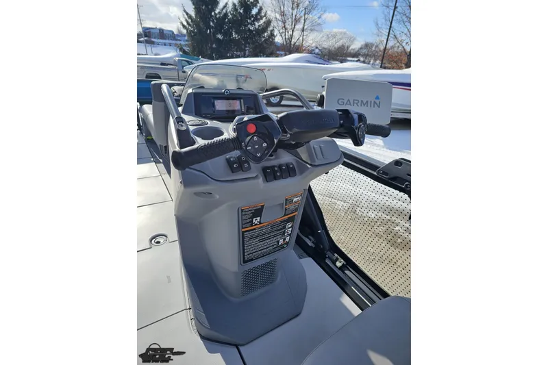 Slide: The Image of 2023 Sea-Doo Switch Cruise 21 dashboard with Garmin navigation system. - 66