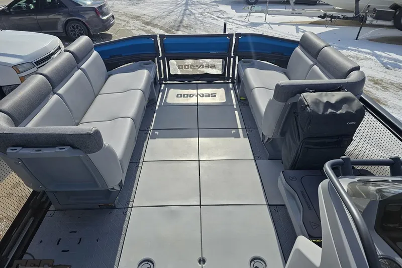 Slide: The Image of 2023 Sea-Doo Switch Cruise 21 interior with spacious seating and modern design. - 78