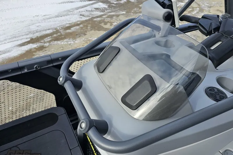 Slide: The Image of 2023 Sea-Doo Switch Cruise 21 dashboard with steering and controls, close-up view. - 87