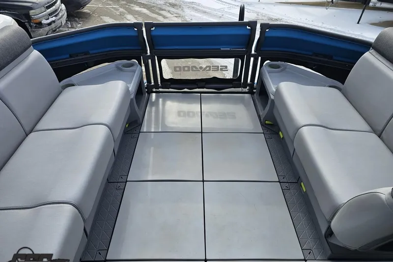 Slide: The Image of 2023 Sea-Doo Switch Cruise 21 interior with spacious seating and modern design. - 90
