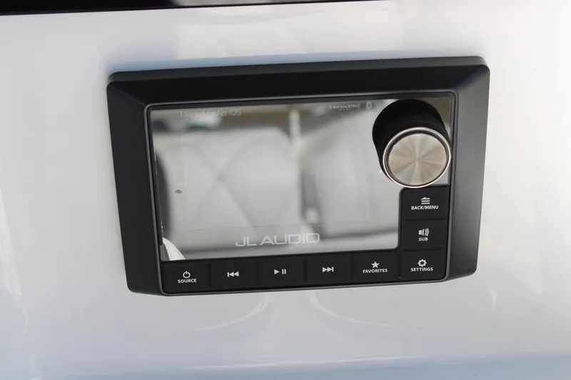 Slide: The Image of JL Audio system in 2026 Blazer Bay 2440 boat, featuring control panel and settings. - 47
