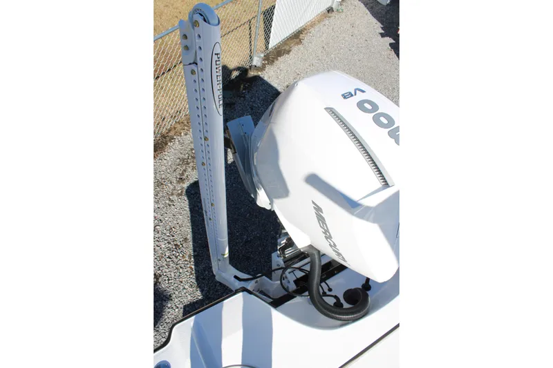 Slide: The Image of 2026 Blazer Bay 2440 boat with Power-Pole and Mercury outboard engine. - 51