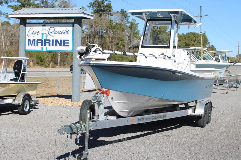 Slide: The Image of 2026 Blazer Bay 2440 boat on trailer at Cape Romain Marine dealership. - 67