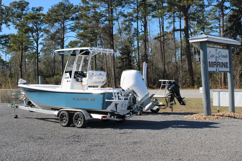 Slide: The Image of 2026 Blazer Bay 2440 boat on trailer at Cape Romain Marine dealership. - 71