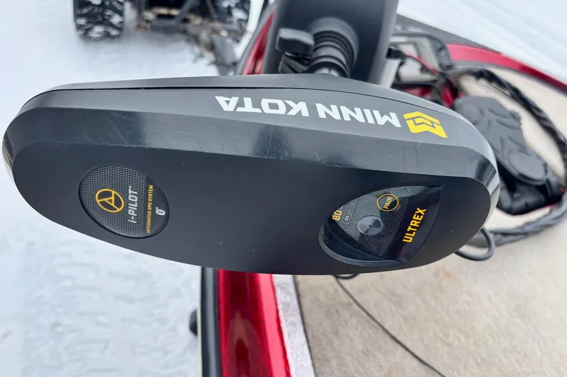 Slide: The Image of Minn Kota Ultrex trolling motor on 2004 Triton Tr-20XDC boat deck. - 13