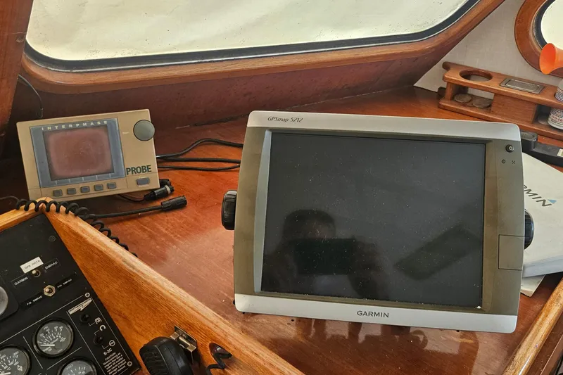 Slide: The Image of Cockpit of 1988 Cheoy Lee 51 Yacht with Garmin GPS and Interphase Probe. - 16