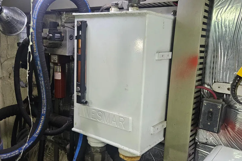 Slide: The Image of Engine room of 1988 Cheoy Lee 51 Yacht with Wesmar stabilizer system. - 48