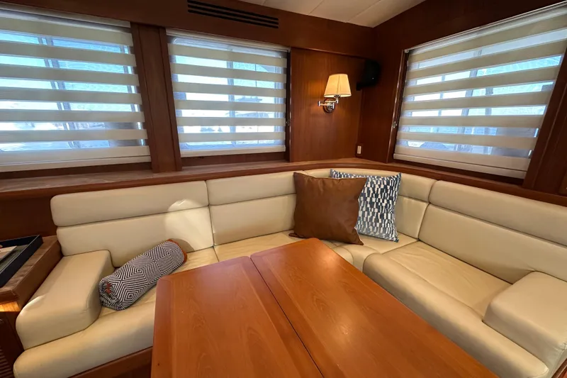 Slide: The Image of Luxurious 2017 Kadey-Krogen 58EB yacht interior with elegant seating and stylish decor. - 11