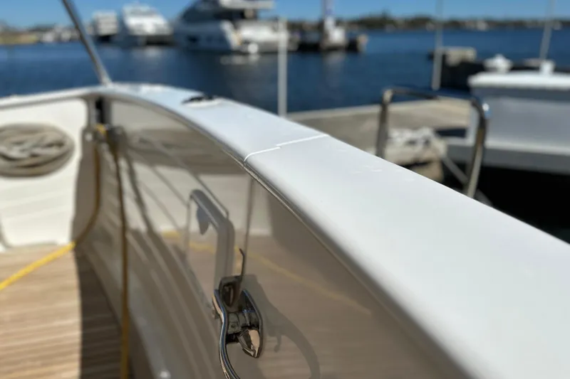 Slide: The Image of 2017 Kadey-Krogen 58EB yacht detail with marina background. - 55