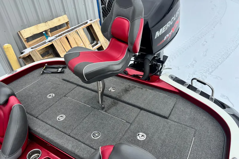 Slide: The Image of 2018 Ranger Z518 Comanche boat with red and gray seating, Mercury Pro XS engine. - 9