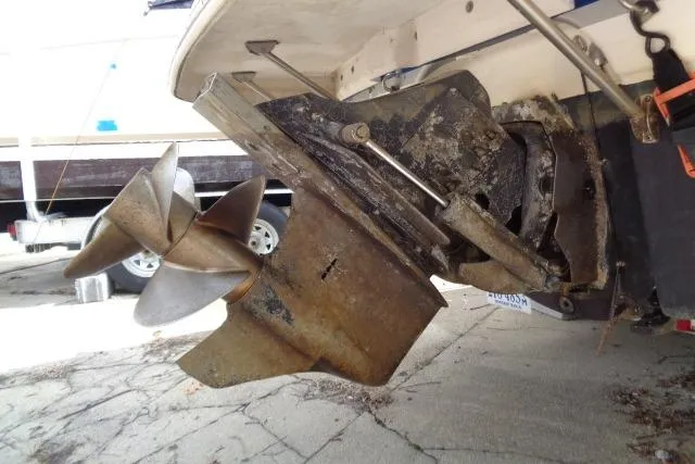 Slide: The Image of 2006 Chaparral Signature 240 boat propeller and stern drive detail. - 28