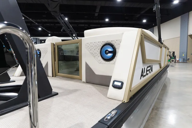 Slide: The Image of 2026 Alera M23Q boat interior with modern design and sleek features. - 18