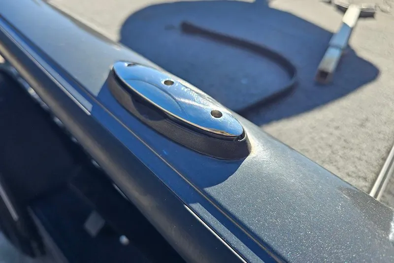 Slide: The Image of 2022 Ranger RT188 boat detail, close-up of a metal fixture on the deck. - 19