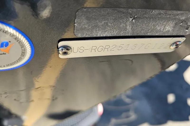 Slide: The Image of 2022 Ranger RT188 boat hull identification number plate close-up. - 21