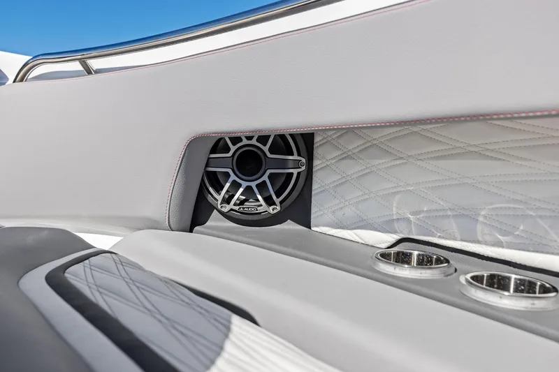 Slide: The Image of Luxury interior of 2024 MTI V42 boat with speaker and cup holders. - 46