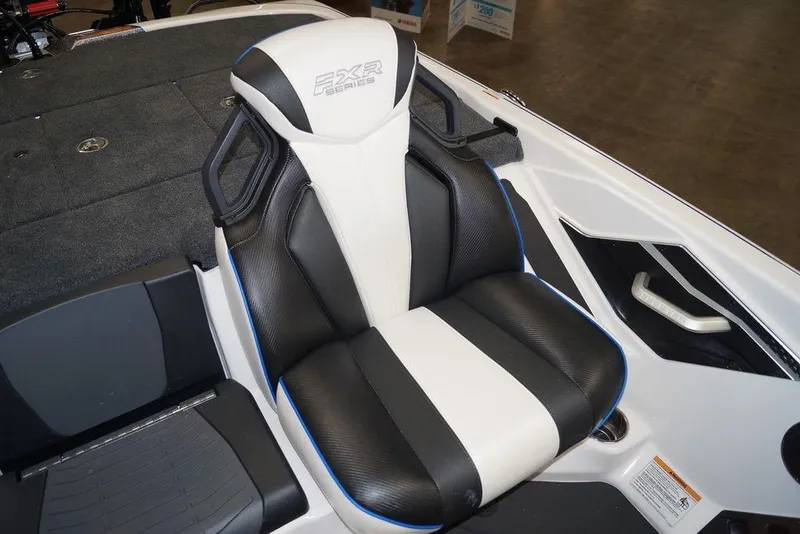 Slide: The Image of 2026 Skeeter FXR20 FLEX boat seat, black and white design, ergonomic and stylish. - 13