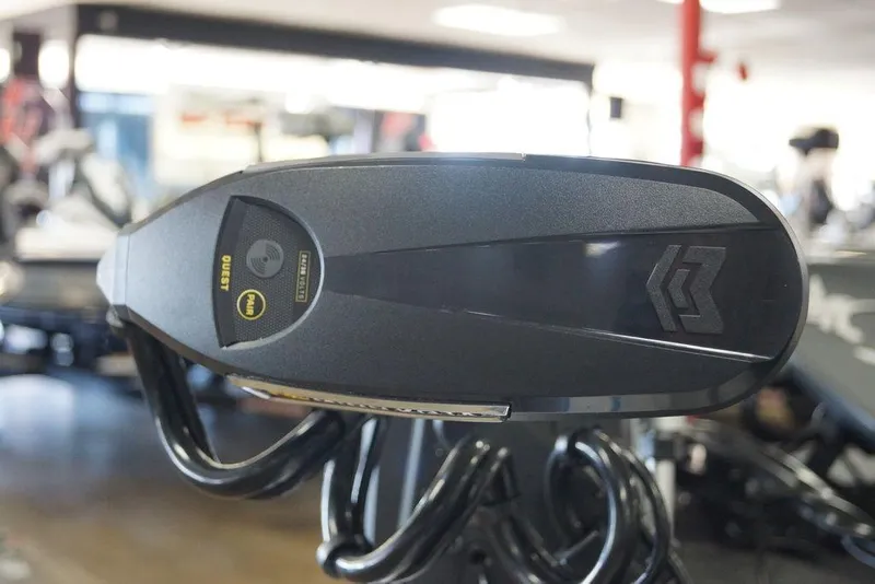 Slide: The Image of Close-up of 2026 Skeeter FXR20 FLEX boat control panel in showroom. - 16