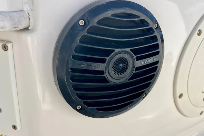 Slide: The Image of Marine speaker on 2023 Trophy T24CC boat, featuring Rockford Fosgate design. - 31