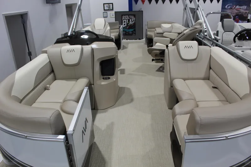 The Image of 2025 Avalon 2385 25 LSZ QL pontoon boat interior with luxurious seating and modern design. - 0