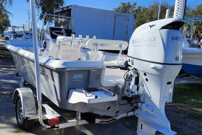 Slide: The Image of 2022 Bulls Bay 2000 boat with Suzuki 140 outboard motor on trailer. - 5