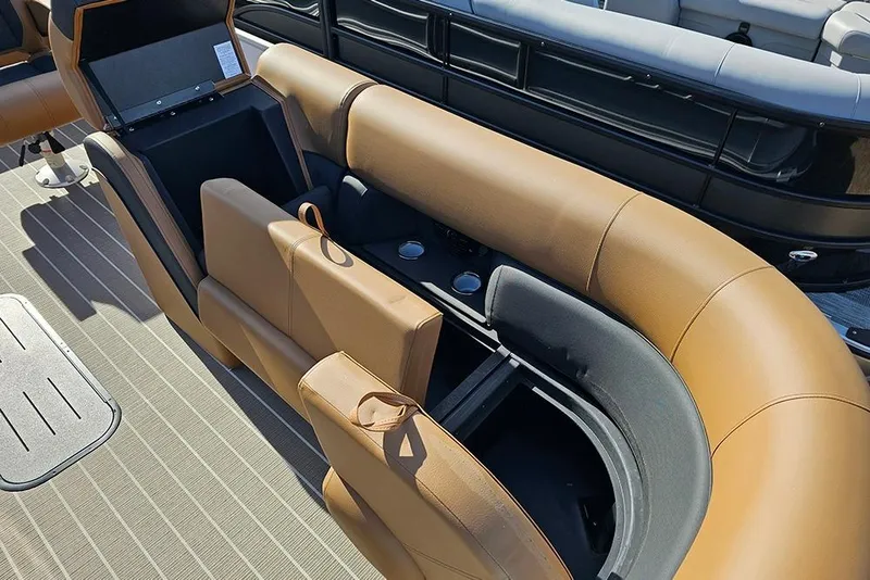 Slide: The Image of 2023 Bentley Pontoons 223 Elite Swingback DC interior seating with storage compartments. - 24