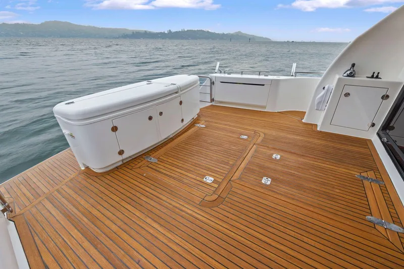 Slide: The Image of Spacious teak deck of 2014 Maritimo M50 yacht with ocean view. - 22