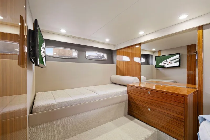 Slide: The Image of Luxurious interior of 2014 Maritimo M50 yacht with modern furnishings and sleek design. - 62