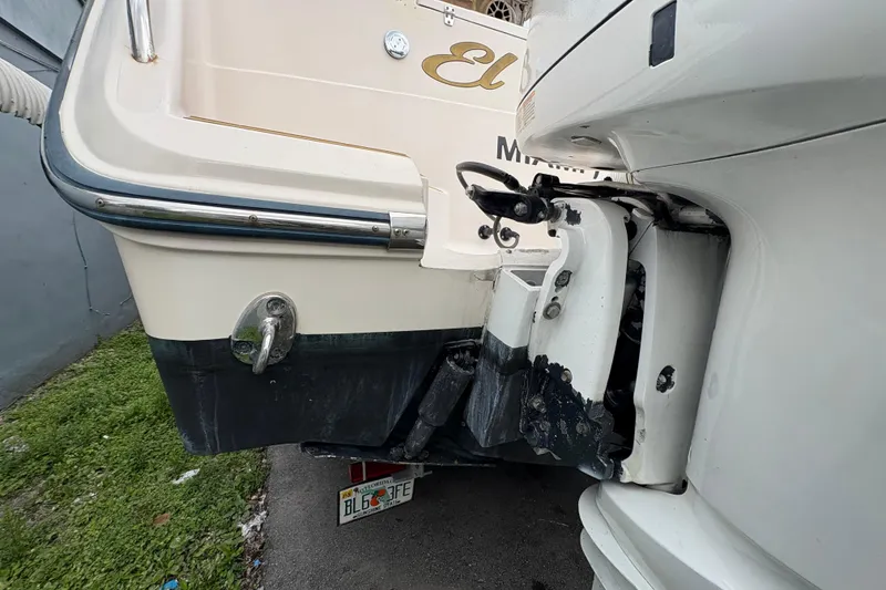 Slide: The Image of 2006 Grady-White Express 330 boat stern and outboard motor detail. - 5