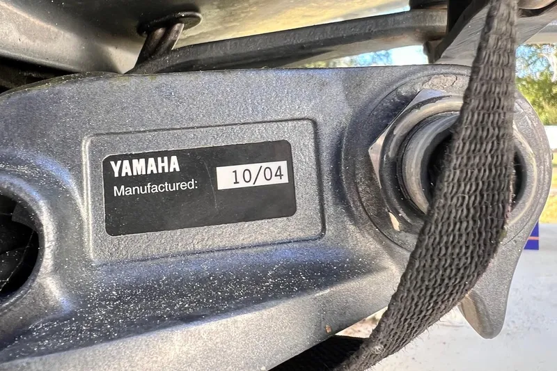 Slide: The Image of Yamaha engine part with manufacturing date label, October 2004, for Parker 2820 XLD Sport Cabin. - 16