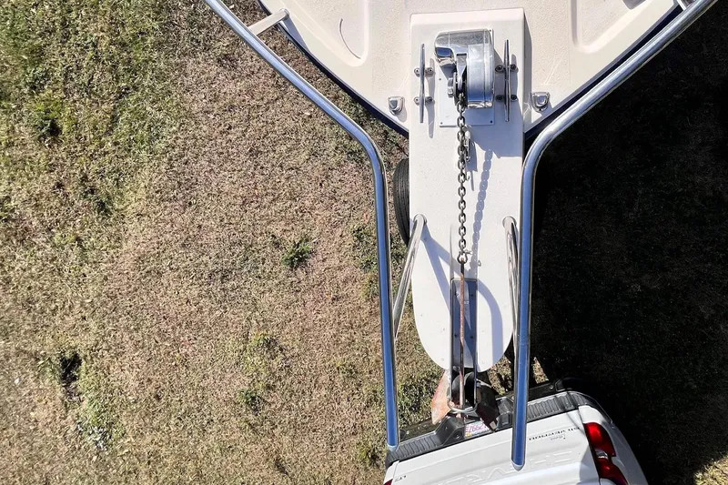 Slide: The Image of Top view of a 2005 Parker 2820 XLD Sport Cabin boat on a trailer. - 6