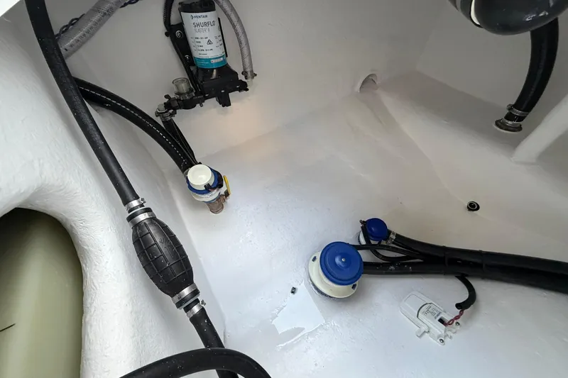 Slide: The Image of Bilge area of 2026 Cape Horn 22 OS boat with hoses and pump system. - 12