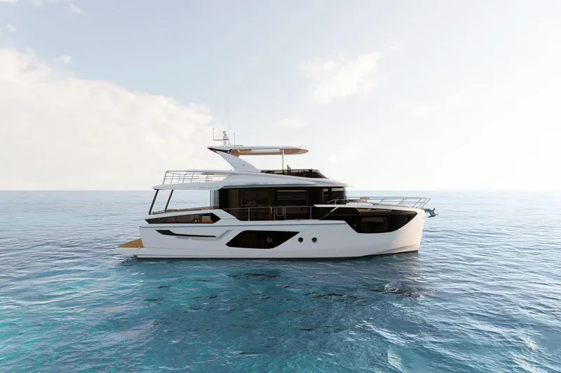 The Image of Luxury Absolute 58 Navetta yacht, 2026 model, cruising on serene ocean waters. - 0