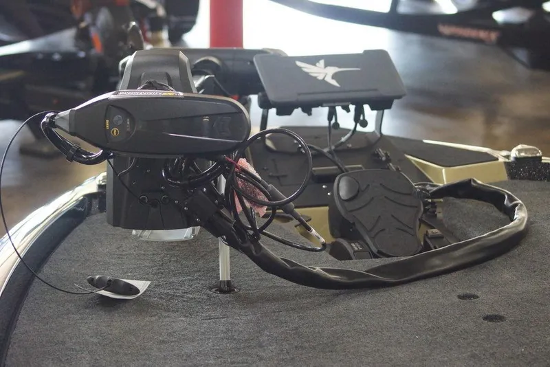 Slide: The Image of 2020 Skeeter ZXE20 boat with advanced trolling motor and control panel. - 36