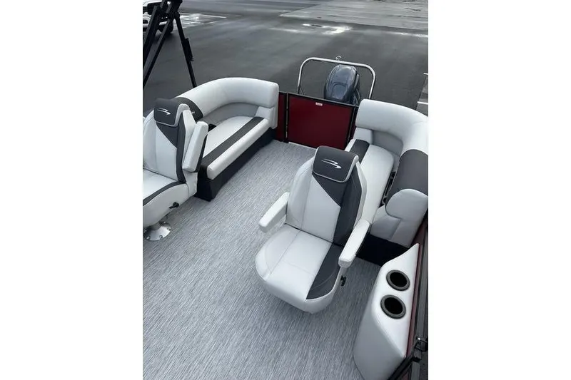 Slide: The Image of 2026 Bennington 20 S Quad Bench pontoon boat interior with stylish seating. - 12