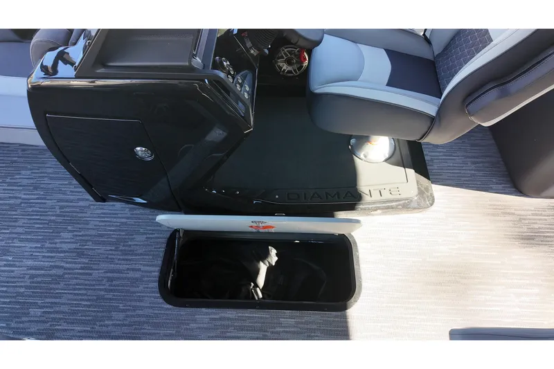 Slide: The Image of 2026 Viaggio Diamante D22U boat interior with storage compartment and seating. - 16