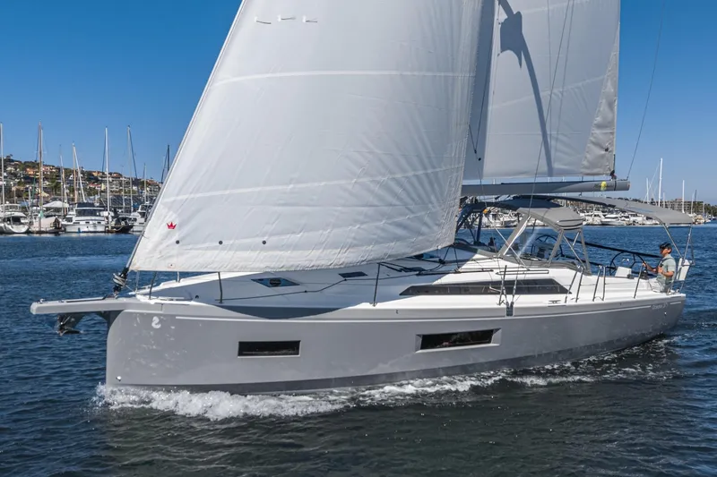 Slide: The Image of 2025 Beneteau Oceanis 37.1 sailing yacht on water, showcasing sleek design and performance. - 30