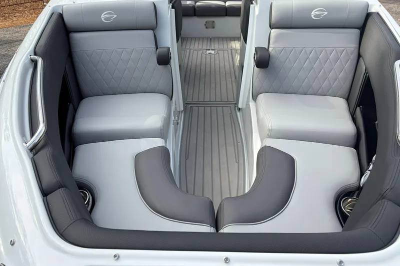 Slide: The Image of Luxurious interior of 2026 Crownline 240 SS boat with stylish seating and modern design. - 13