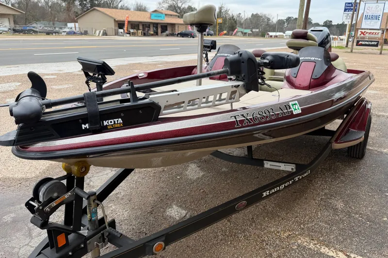 Slide: The Image of 2008 Ranger 188 VX boat with Minn Kota Ultrex motor on trailer. - 1